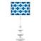 Blue Lattice Giclee Paley White Table Lamp