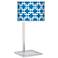 Blue Lattice Glass Inset Giclee Table Lamp