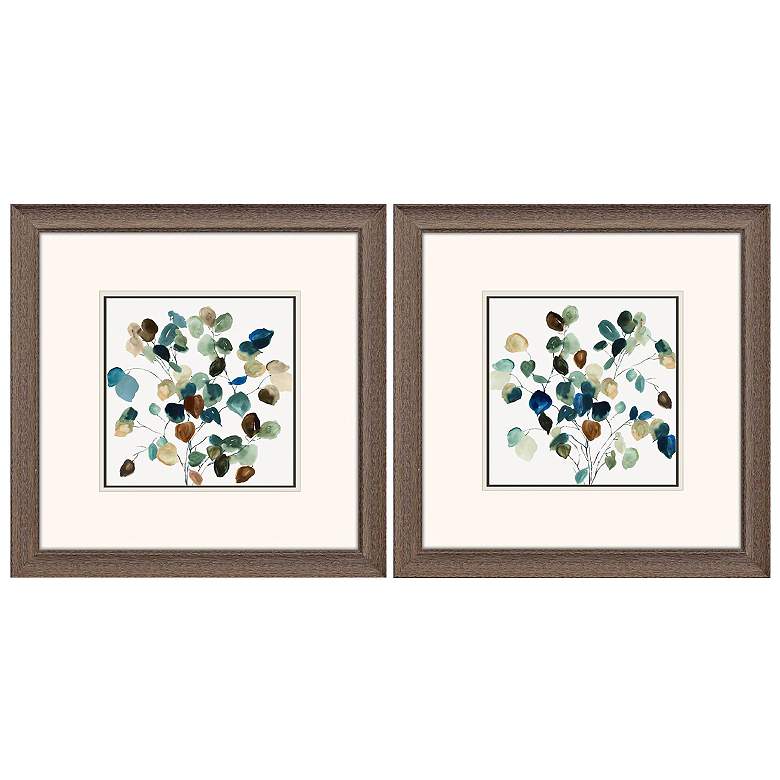 Image 2 Blue Leaves Branch 23"W x 23"H Framed Art Set of 2
