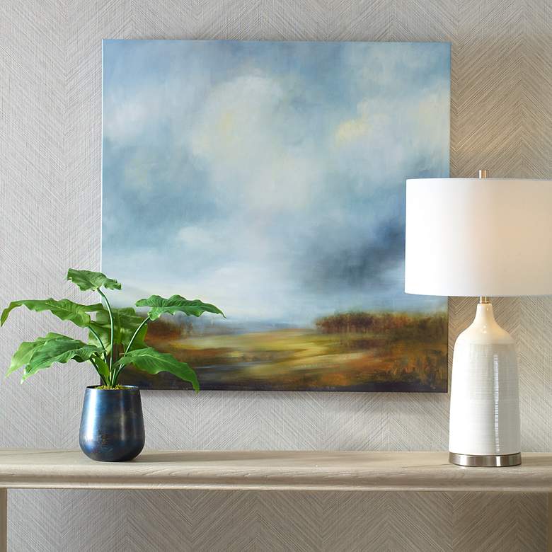 Image 1 Blue Light 36" Square Frameless Giclee Canvas Wall Art