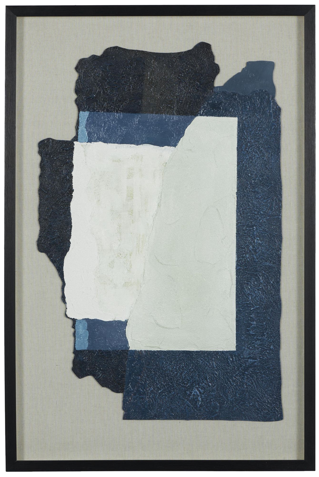 Image 2 Blue Linen Fabric Contemporary Framed Wall Art, 24" x 1" x 36"