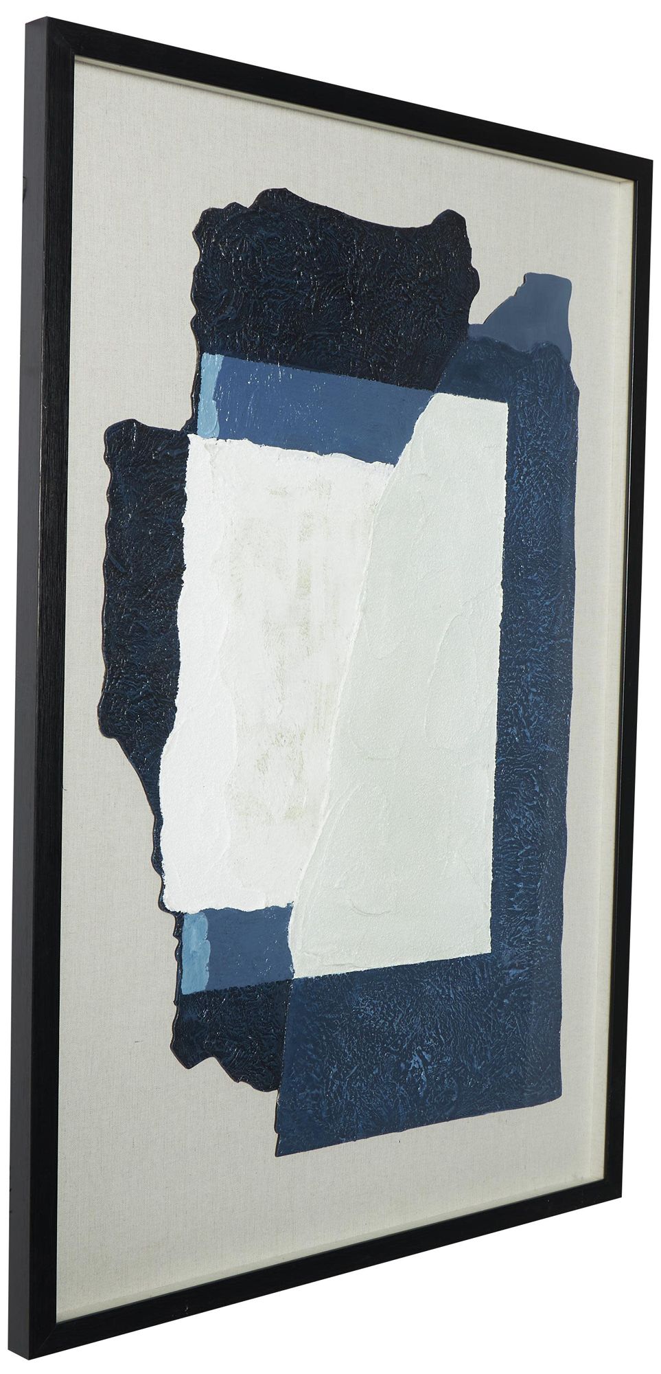 Image 5 Blue Linen Fabric Contemporary Framed Wall Art, 24" x 1" x 36" more views