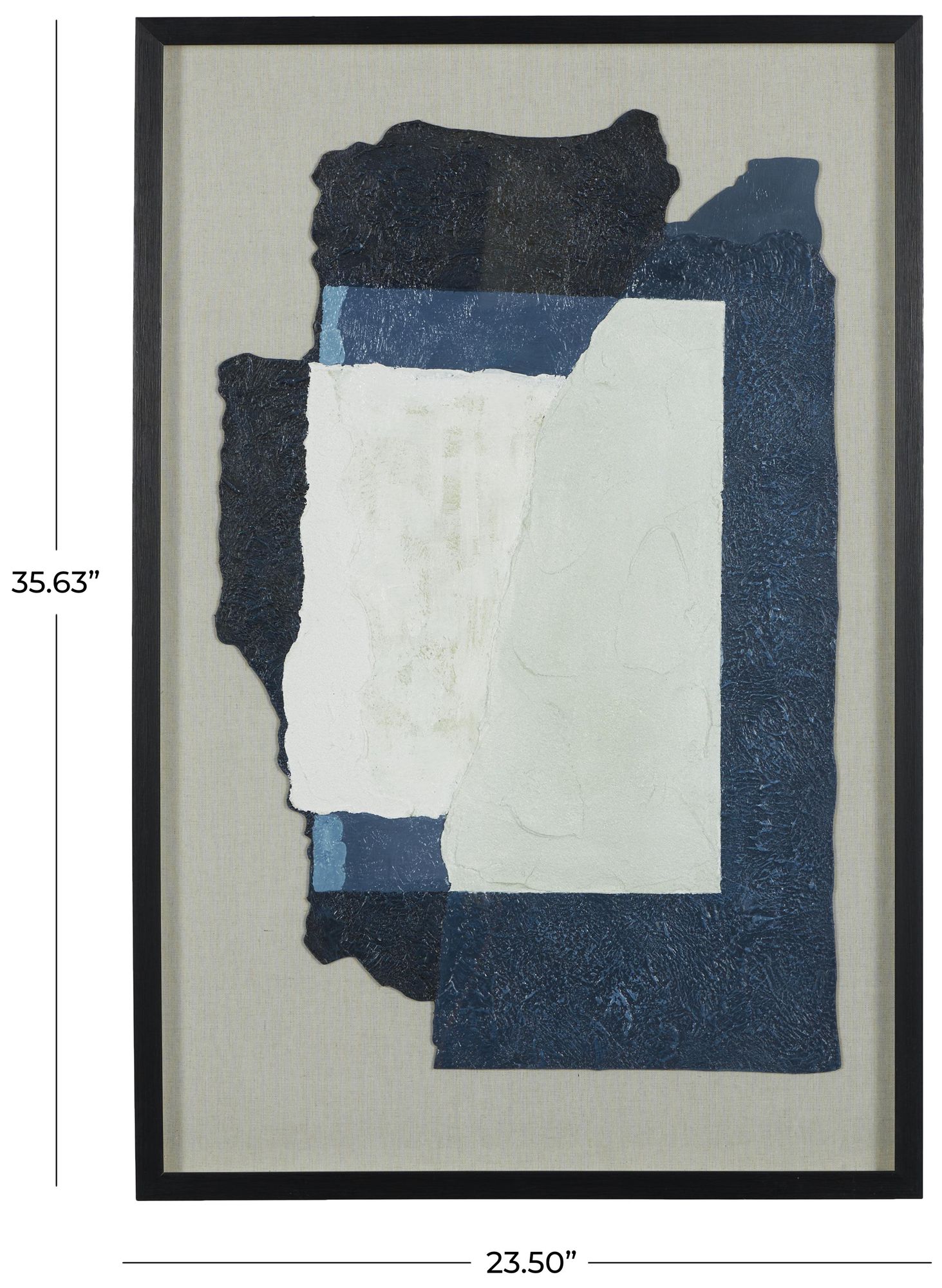 Image 6 Blue Linen Fabric Contemporary Framed Wall Art, 24" x 1" x 36" more views