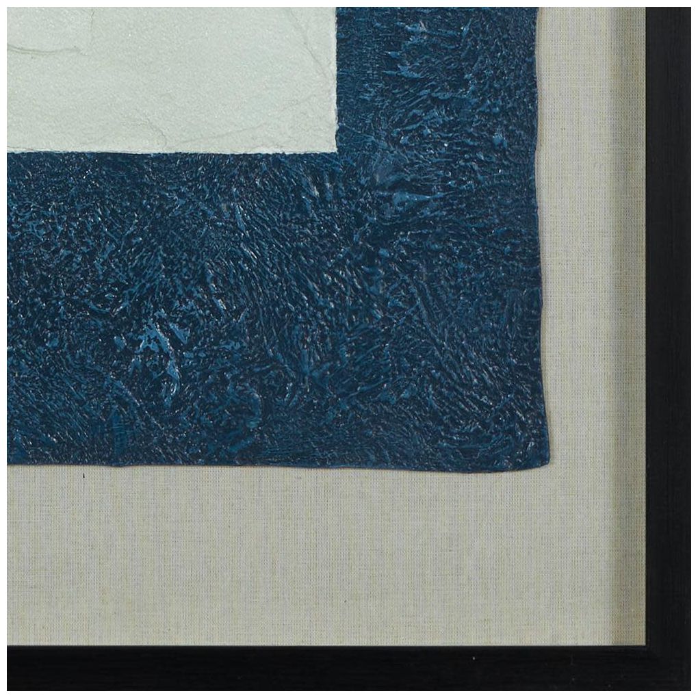 Image 7 Blue Linen Fabric Contemporary Framed Wall Art, 24" x 1" x 36" more views