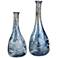 Blue Long Neck Modern Glass Vases - Set of 2