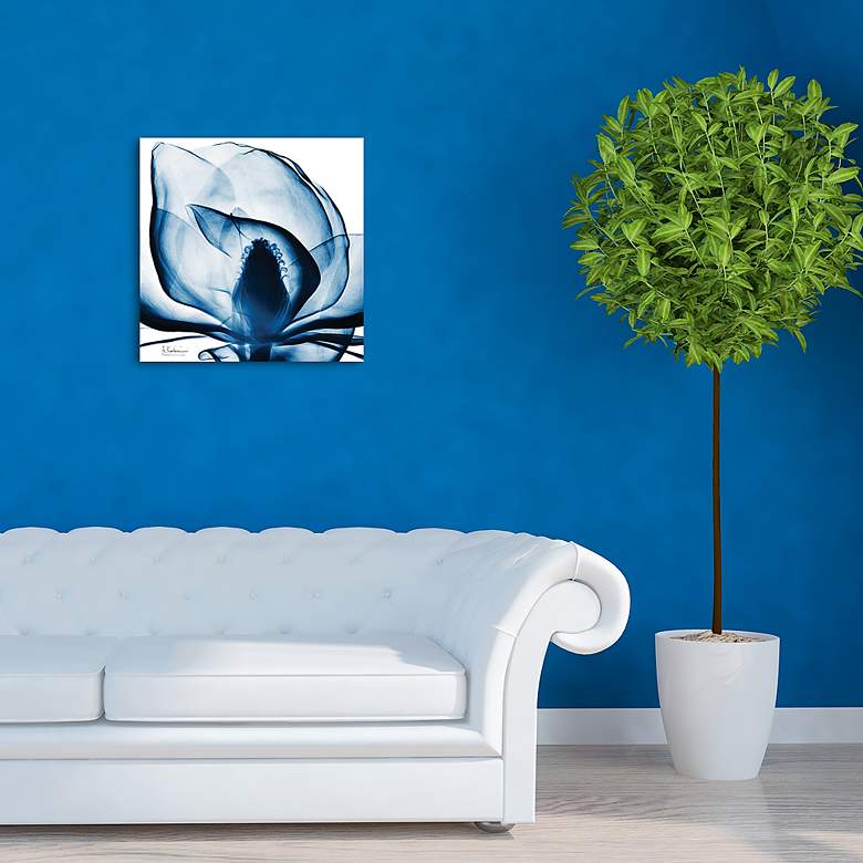 Image 5 Blue Magnolia X-Ray 24 inch Square Printed Glass Wall Art more views