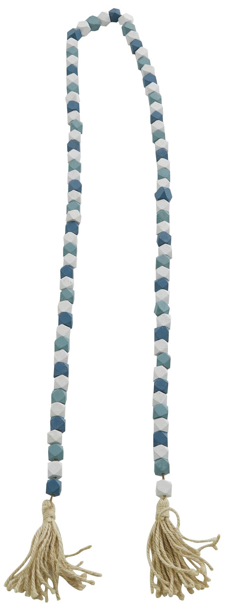 Image 4 Blue Mango Wood Bohemian Garland with Tassel, 80" x 1" x 1" more views