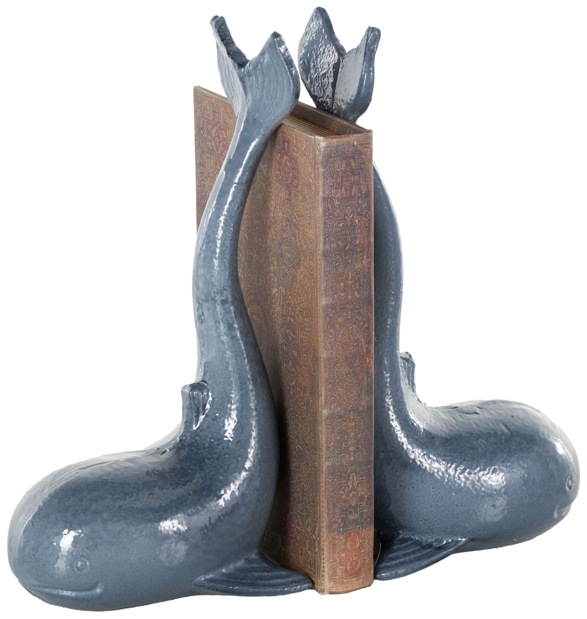 Image 2 Blue Metal Coastal Bookends, S/2 5"W, 10"H