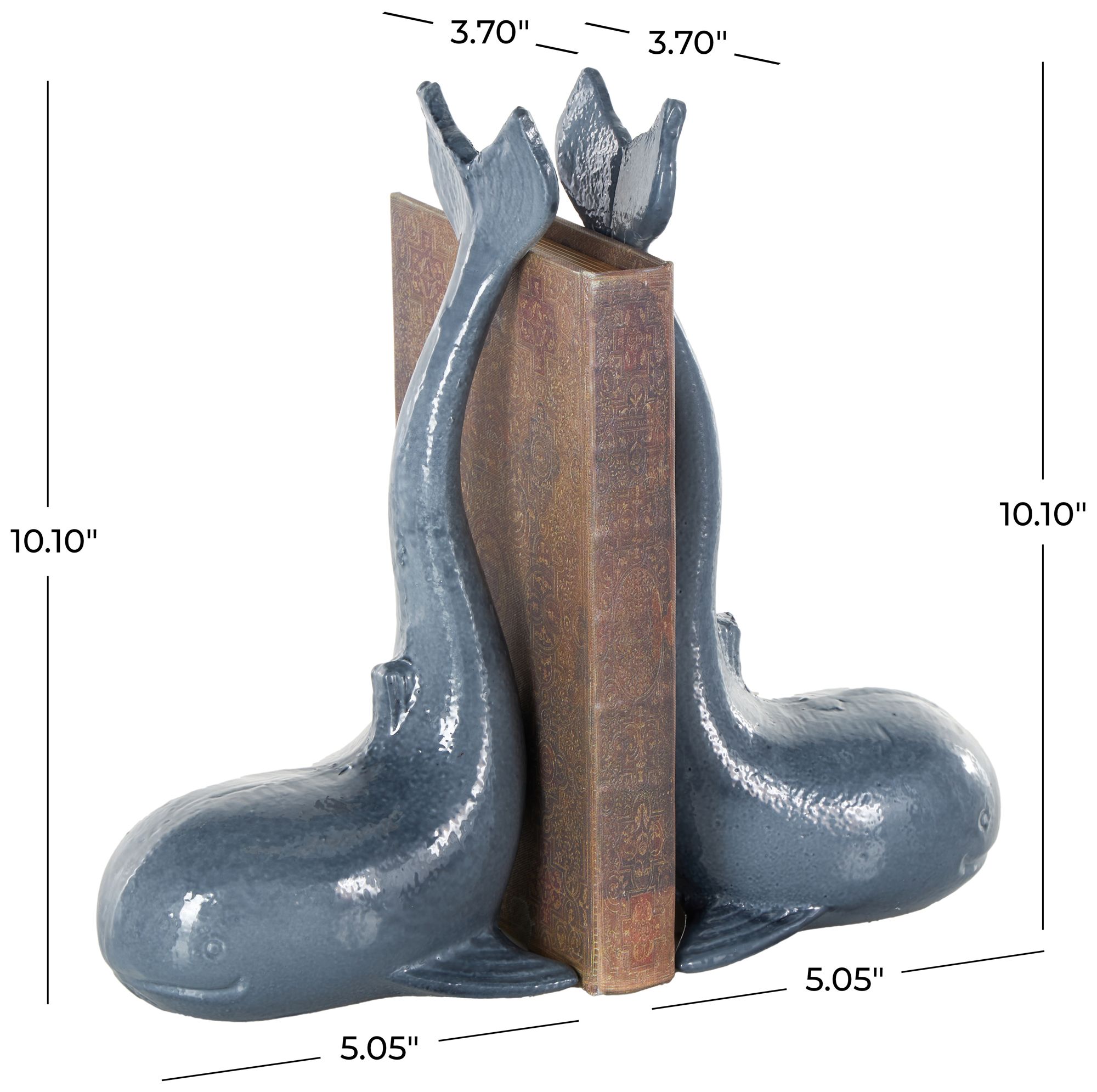 Image 7 Blue Metal Coastal Bookends, S/2 5"W, 10"H more views