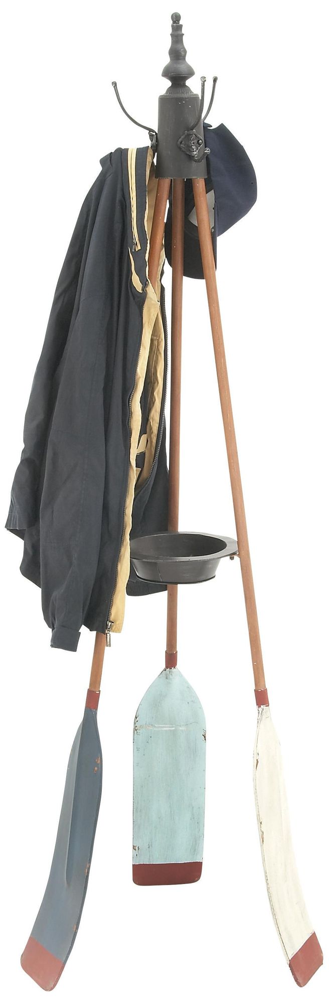 Blue Metal Coastal Coat Rack, 16" x 16" x 69"