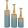 Blue Metal Coastal Vase, S/3 27", 24", 20"H