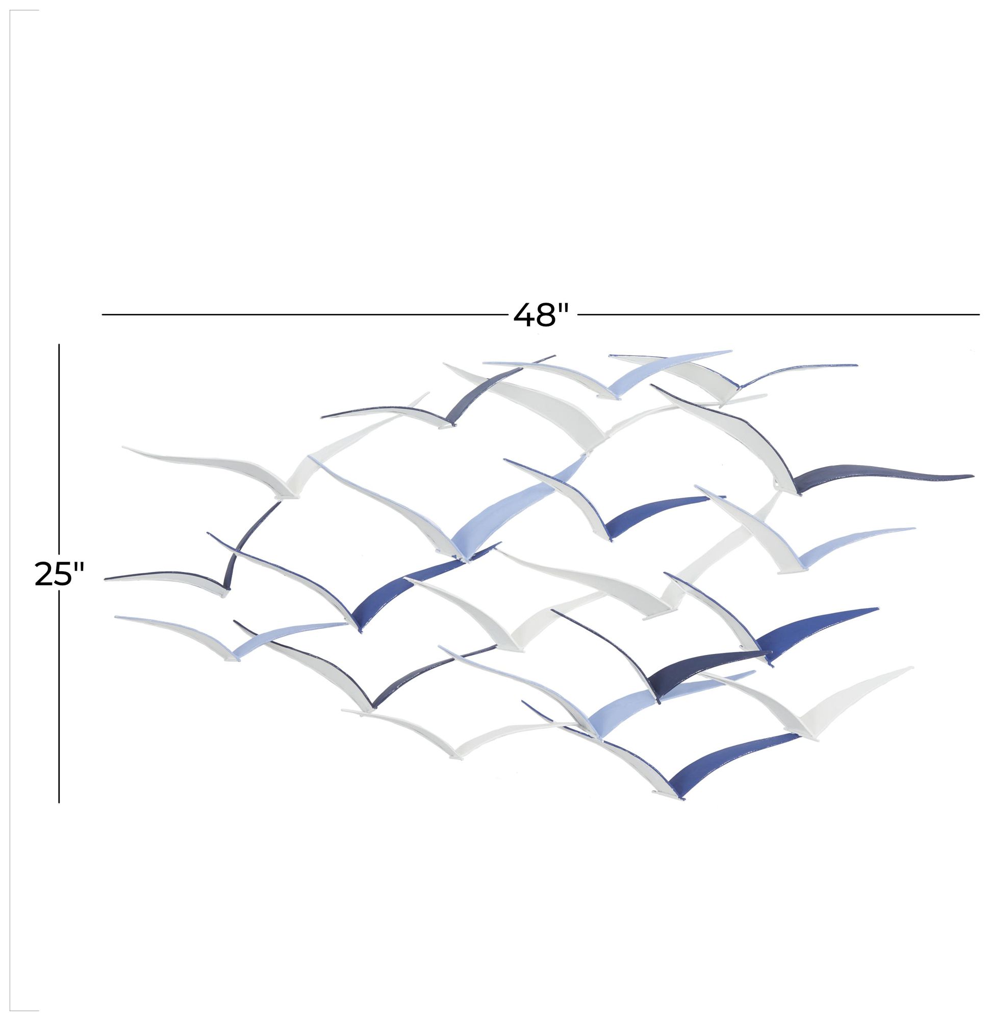 Blue Metal Coastal Wall Decor, 48" x 3" x 25"