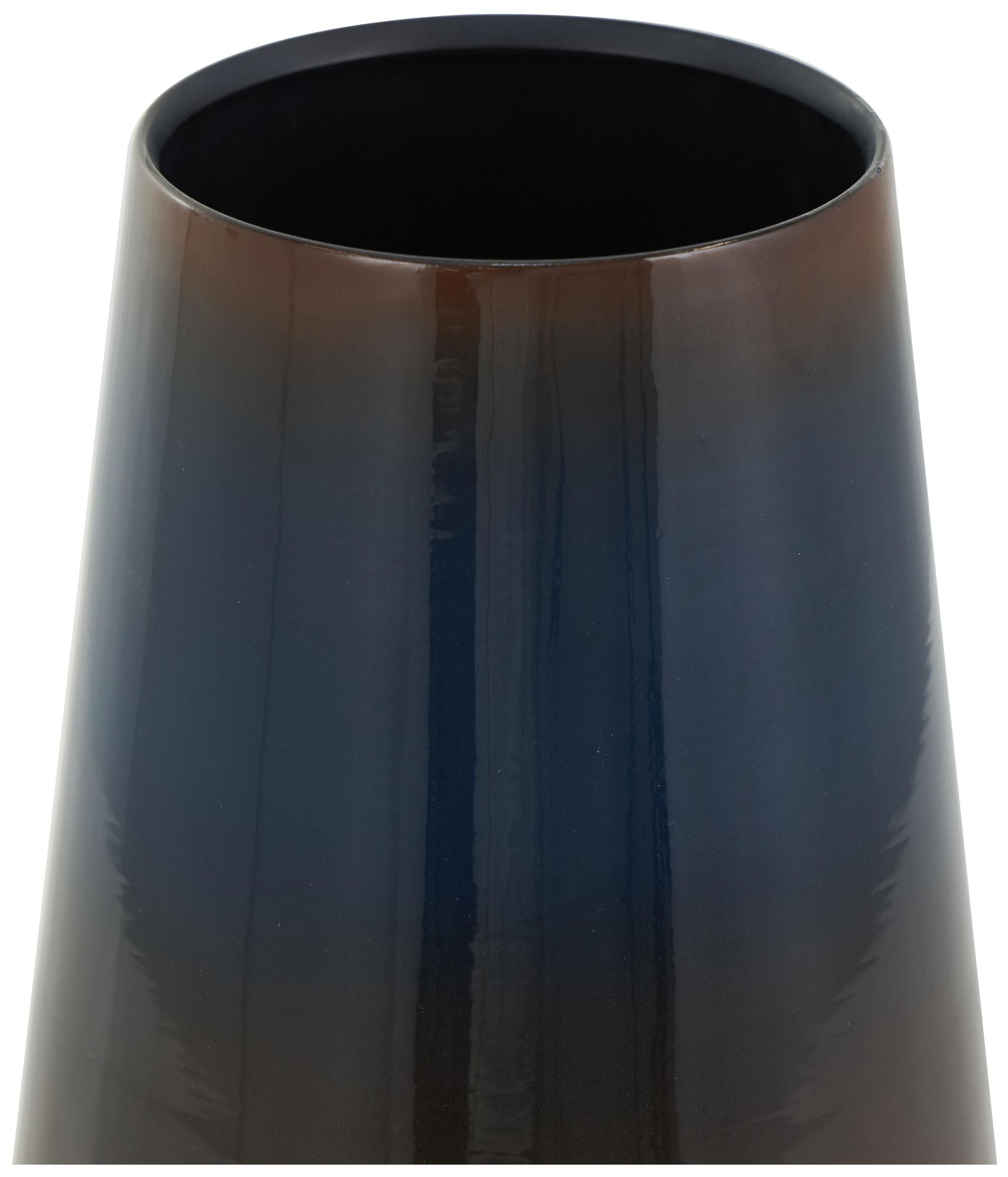 Image 4 Blue Metal Contemporary Vase, 7" x 7" x 12" more views