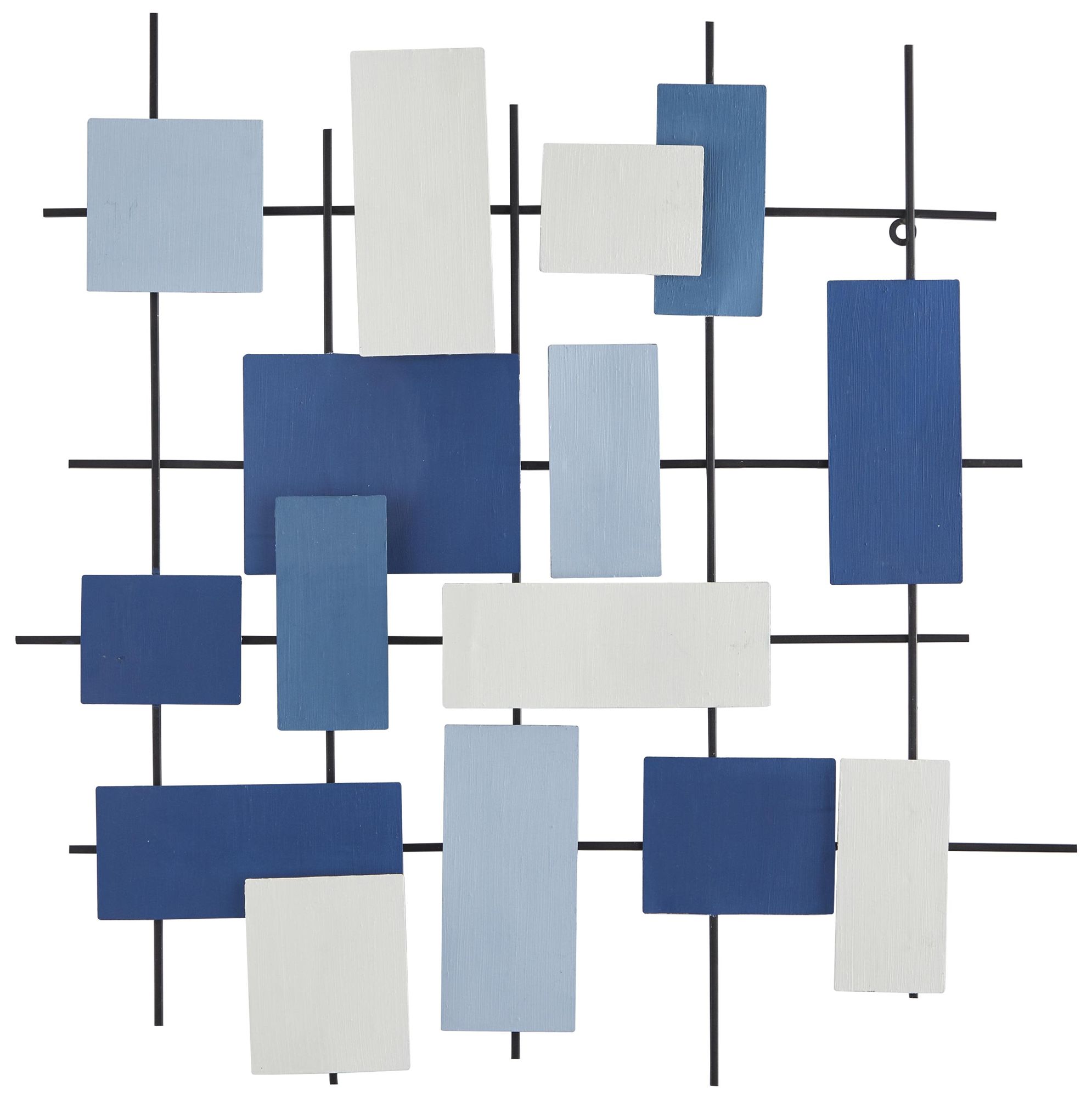 Image 2 Blue Metal Contemporary Wall Decor, 29" x 2" x 30"