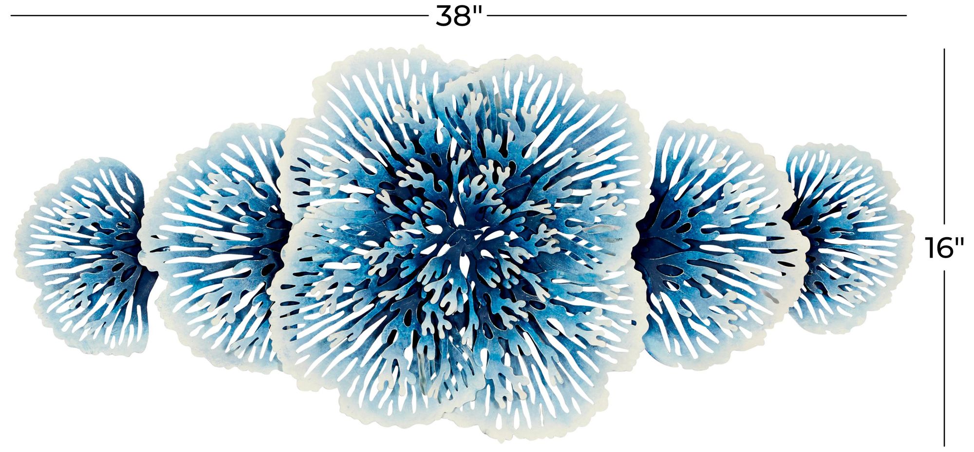 Image 6 Blue Metal Contemporary Wall Decor, 38" x 3" x 16" more views