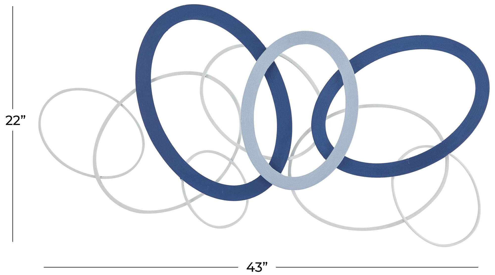 Image 6 Blue Metal Contemporary Wall Decor, 43" x 2" x 22" more views