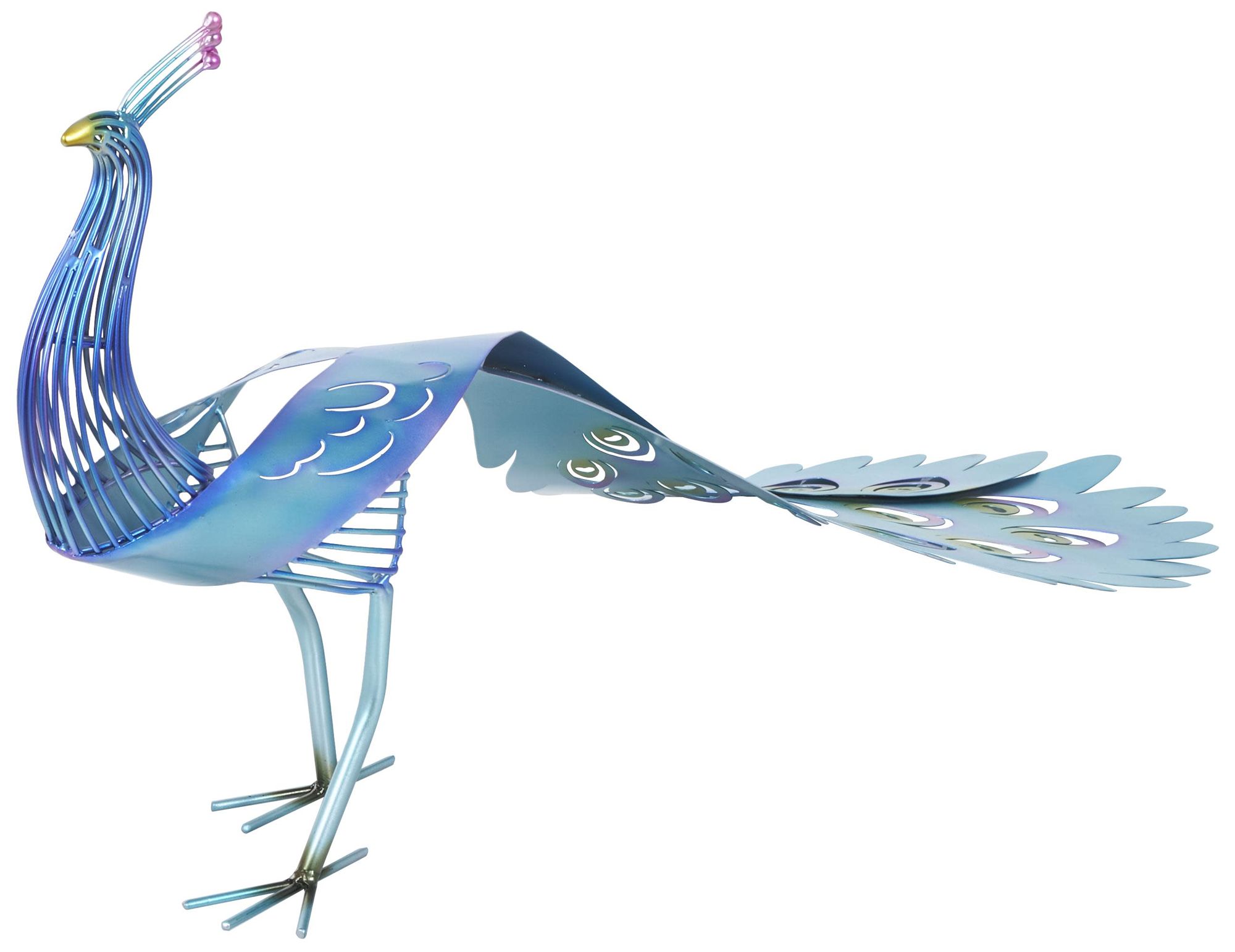 Image 2 Blue Metal French Country Garden Sculpture, 17" x 46" x 21"