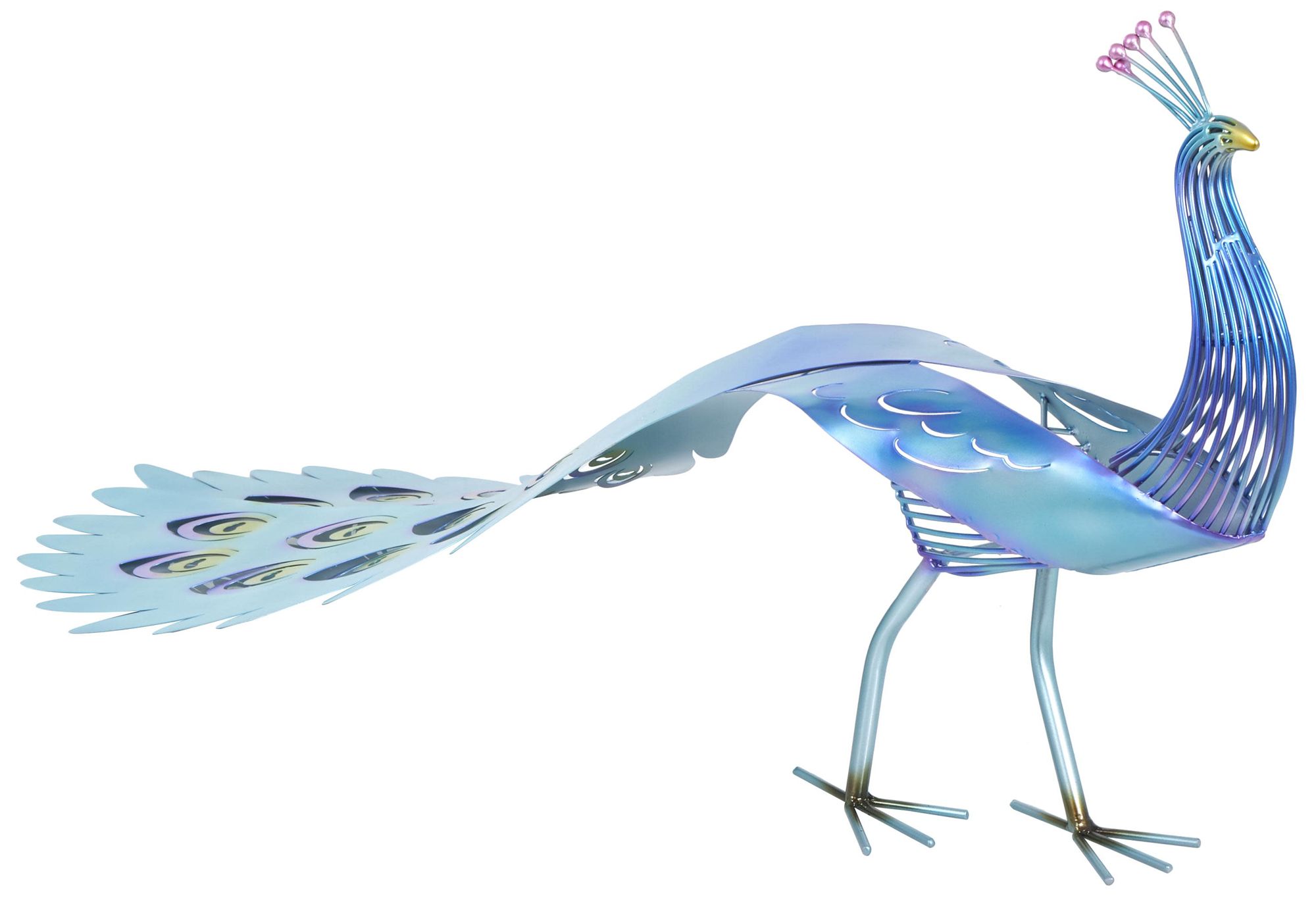 Image 6 Blue Metal French Country Garden Sculpture, 17" x 46" x 21" more views