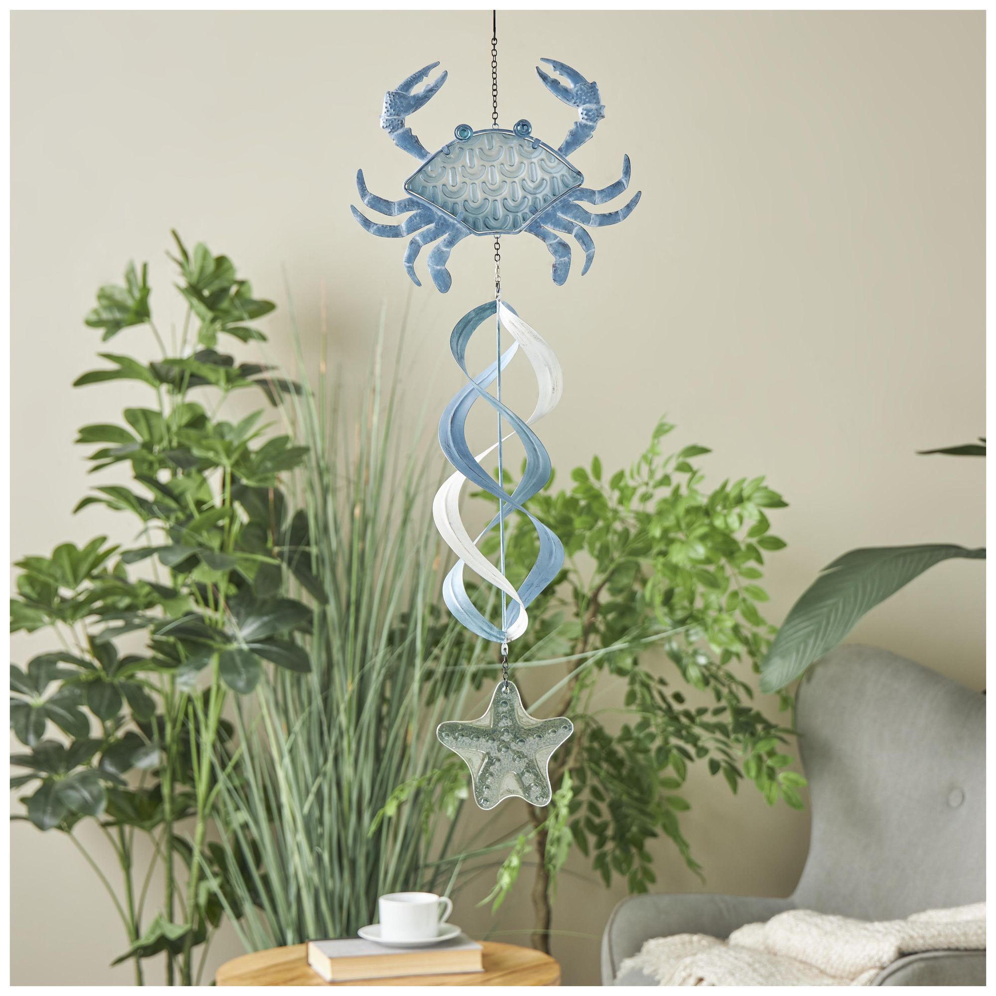 Image 4 Blue Metal Nautical Windchime, 12" x 5" x 32" more views