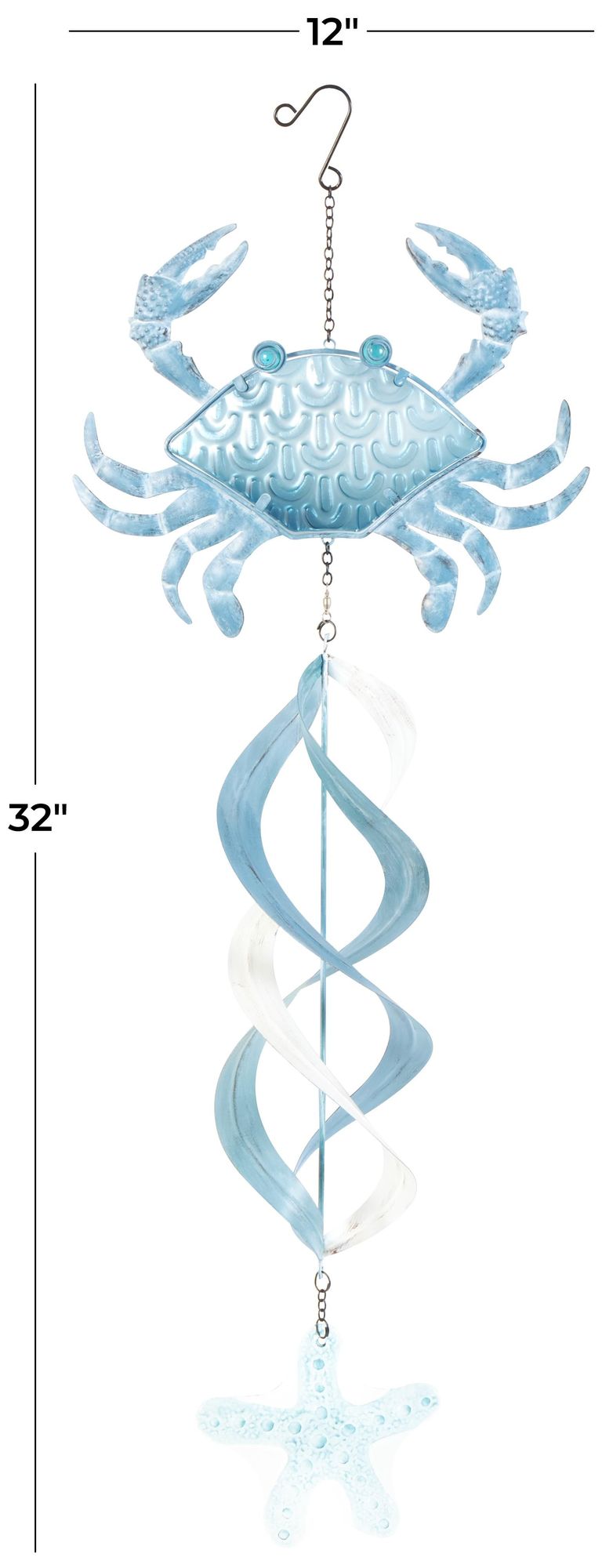 Image 7 Blue Metal Nautical Windchime, 12" x 5" x 32" more views