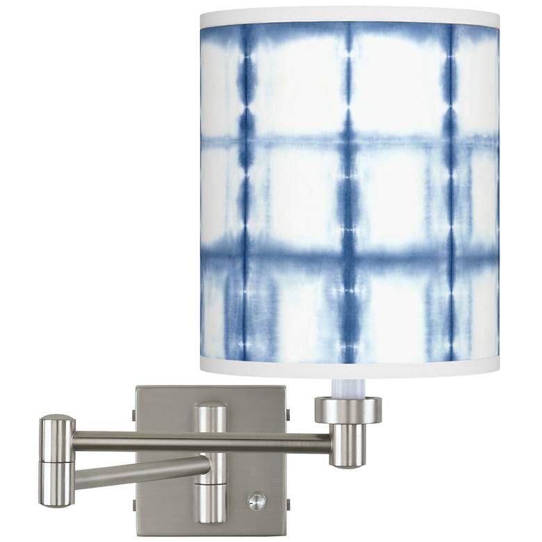 Image 1 Blue Mist Brushed Nickel Swing Arm Wall Lamp