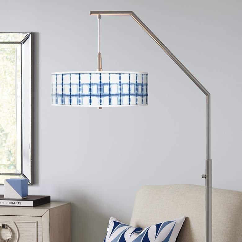 Image 1 Blue Mist Giclee Shade Arc Floor Lamp