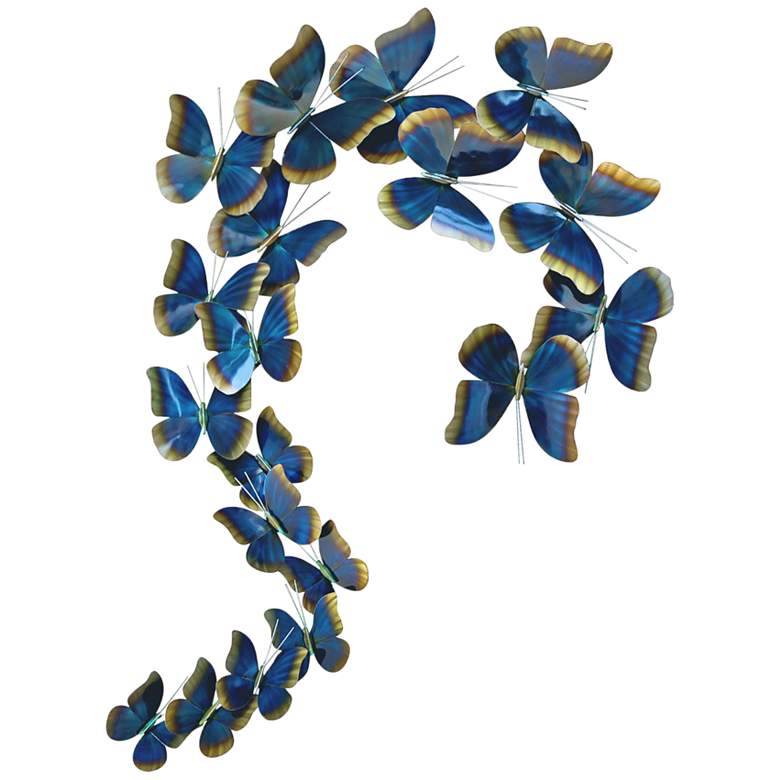 Image 2 Blue Morpho Butterfly 61" Wide Indoor - Outdoor Metal Wall Art