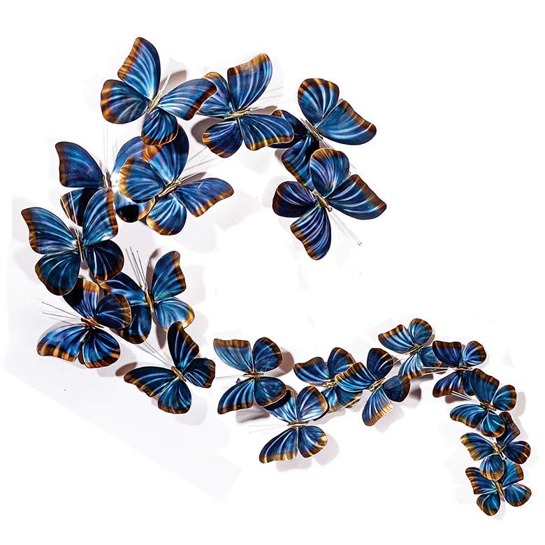 Evergreen Butterfly Outdoor Wall Thermometer, Blue