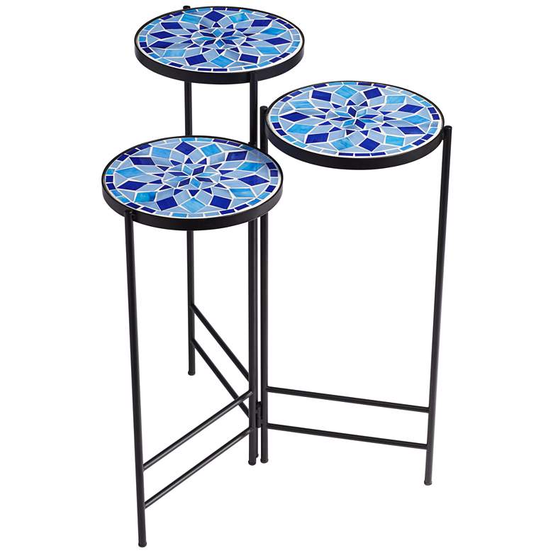 Ocean Mosaic Black Iron Outdoor Accent Table - #6F091 | Lamps Plus