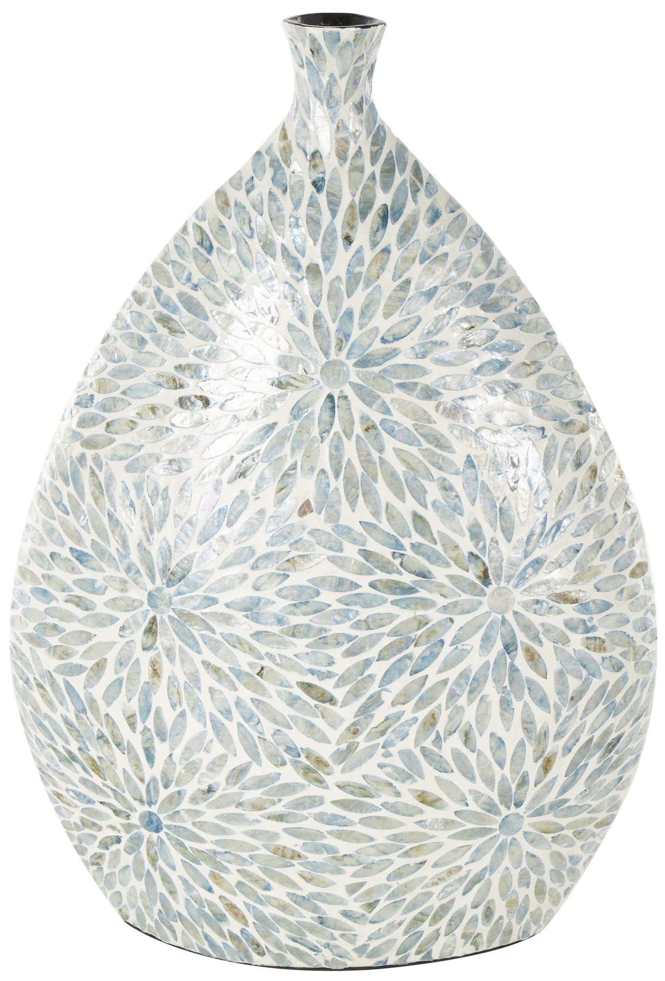 Image 5 Blue Mother of Pearl Shell Contemporary Vase, 17" x 8" x 24" more views