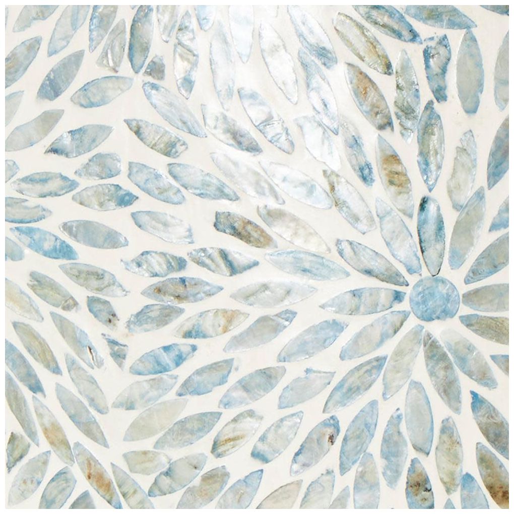 Blue Mother of Pearl Shell Contemporary Vase, 17" x 8" x 24"