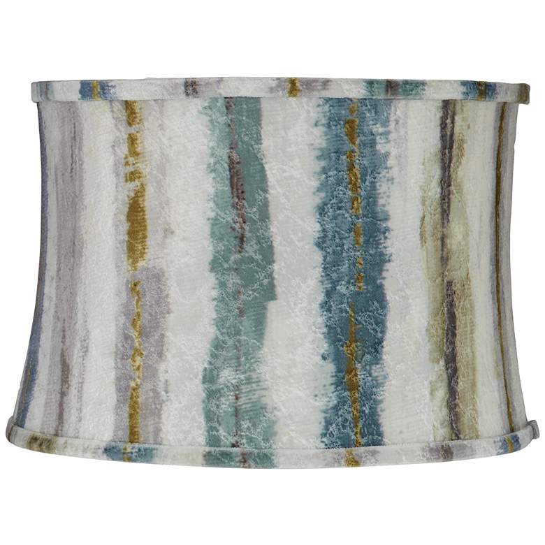 Image 1 Blue Multi Crackle Stripes Drum Lamp Shade 15x16x11 (Spider)