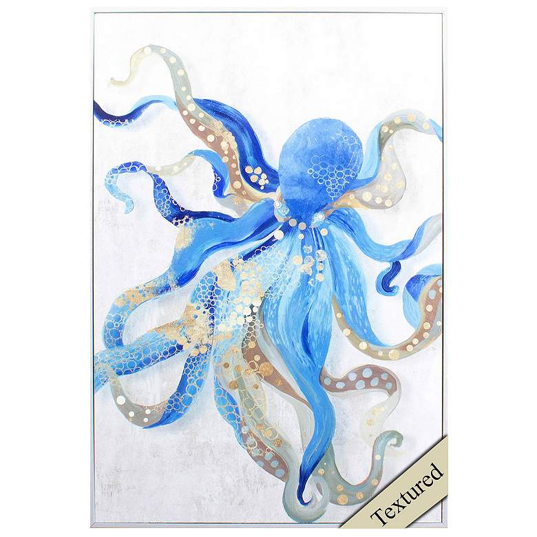 Image 1 Blue Octopus 24"W x 35"H Non-Glass Framed Art