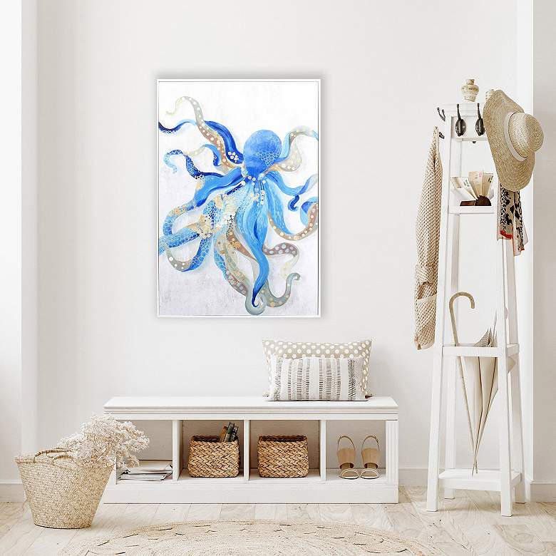 Image 2 Blue Octopus 24"W x 35"H Non-Glass Framed Art more views