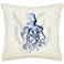 Blue Octopus Cream Canvas 18" Square Pillow