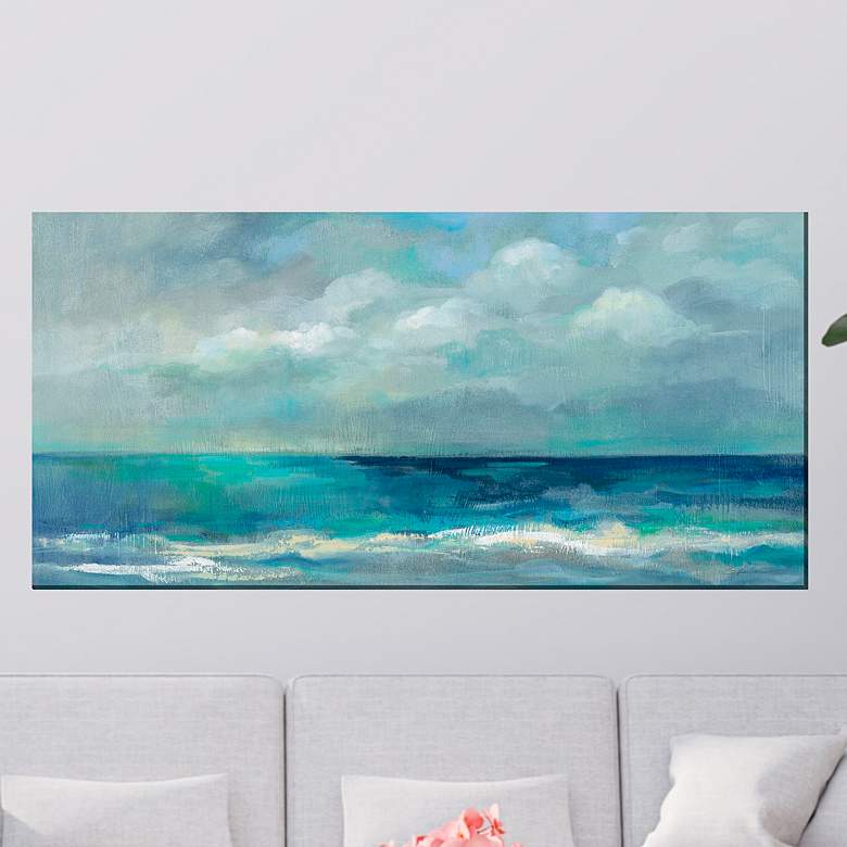 Image 1 Blue on Blue 48" Wide All-Weather Outdoor Canvas Wall Art