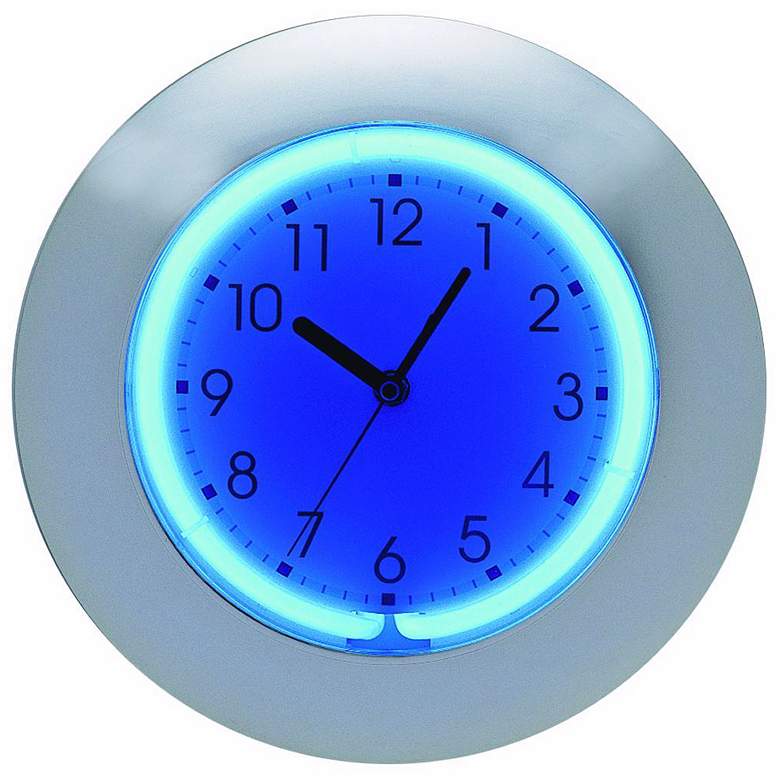 Image 1 Blue or Pink Neon 12 inch Wide Wall Clock