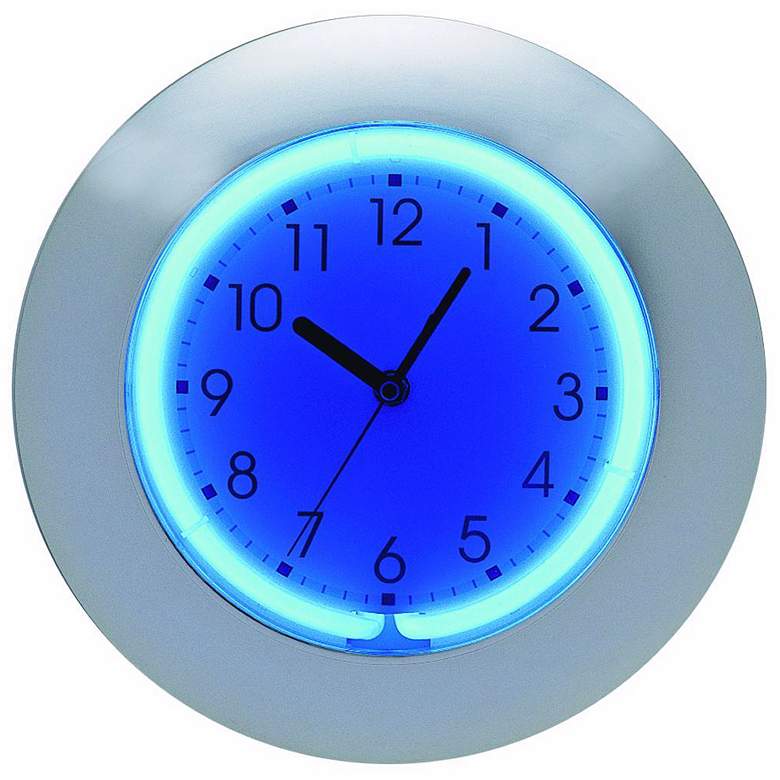 Image 1 Blue or Pink Neon 12" Wide Wall Clock