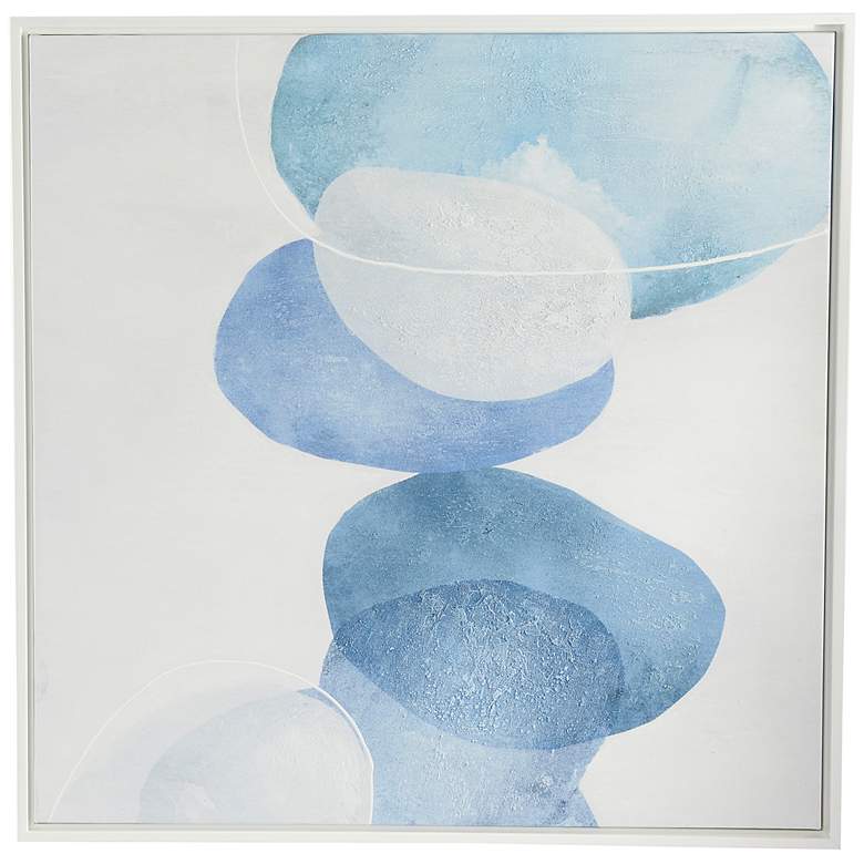 Image 1 Blue Overlapping Circle Abstract 37" Square Canvas Wall Art