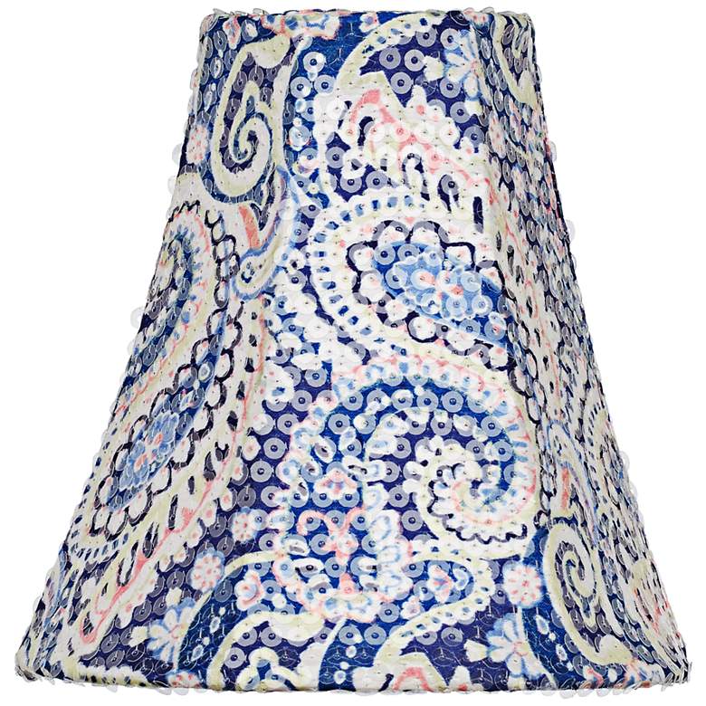 Image 1 Blue Paisley Sequin Bell Shade 3x6x6 (Clip-On)