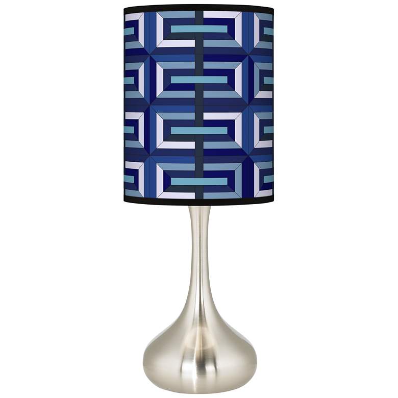 Image 1 Blue Parquet Geometric Giclee Modern Droplet Table Lamp