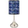 Blue Parquet Geometric Giclee Modern Droplet Table Lamp