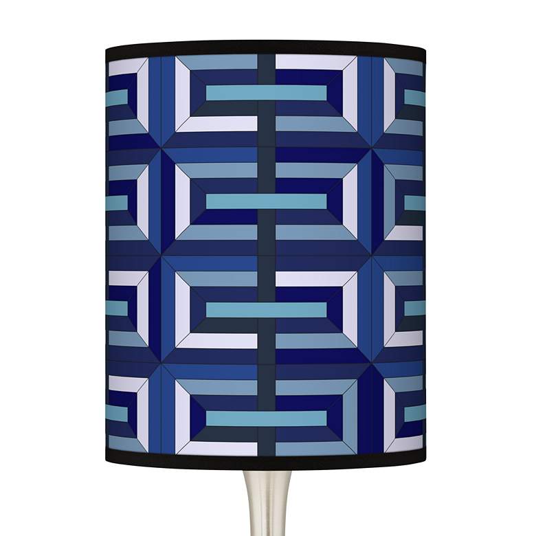 Image 2 Blue Parquet Geometric Giclee Modern Droplet Table Lamp more views