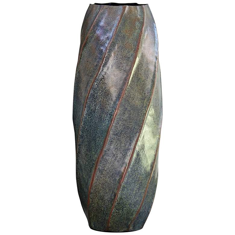 Image 1 Blue Patina 18 inch High Medium Twisted Iron Vase