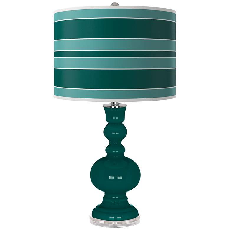 Image 1 Blue Peacock Bold Stripe Apothecary Table Lamp