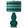 Blue Peacock Bold Stripe Double Gourd Table Lamp