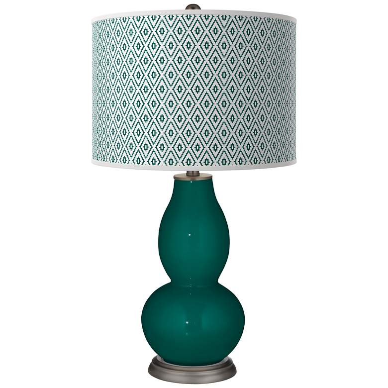 Image 1 Blue Peacock Diamonds Double Gourd Table Lamp