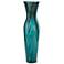 Blue Peacock Feather Pattern 23" High Glass Vase