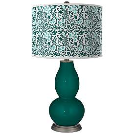 Image1 of Blue Peacock Gardenia Double Gourd Table Lamp
