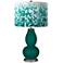 Blue Peacock Mosaic Double Gourd Table Lamp